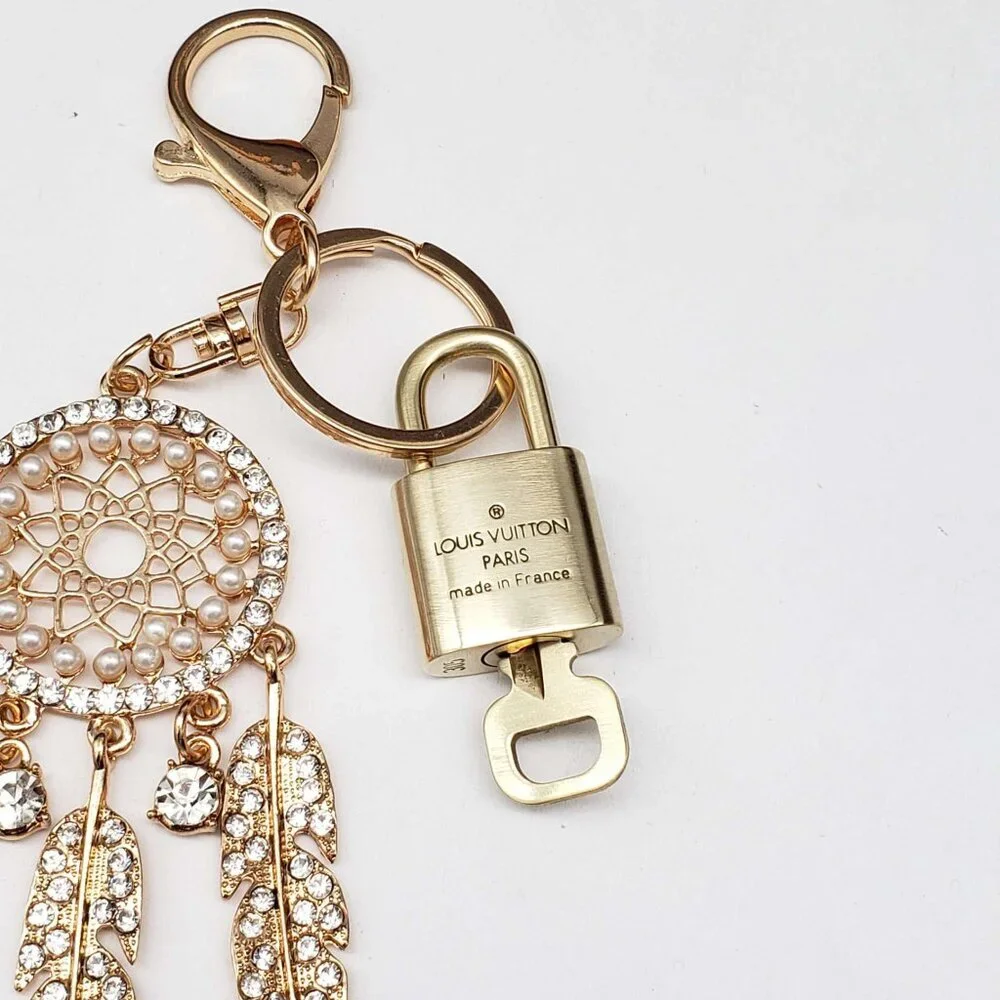 Authentic Louis Vuitton Lock & Key Gold ✨ Unbranded Keychain Bag Charm LV
